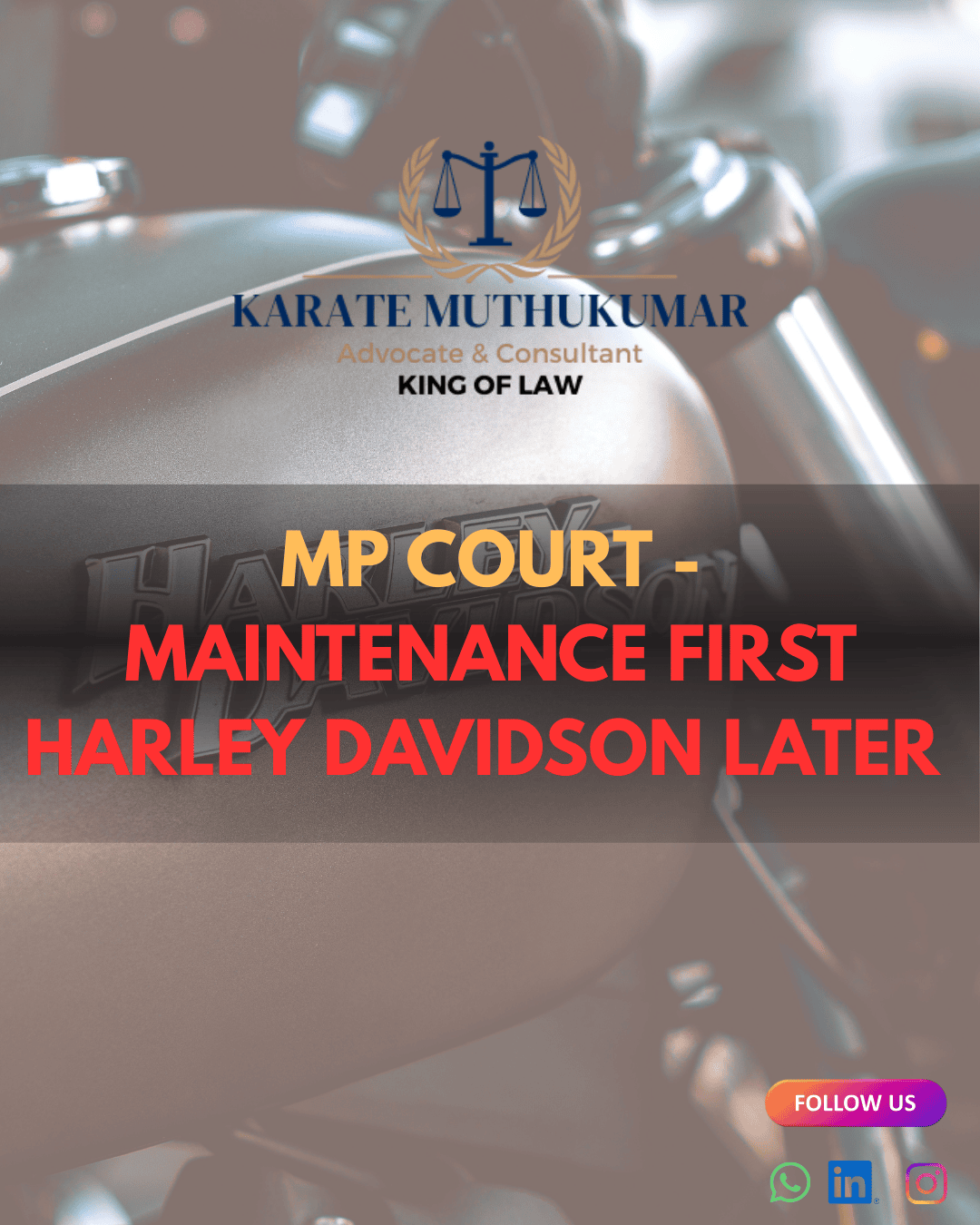 ⚖️ “MP High Court: Maintenance First, Harley Davidson Later”